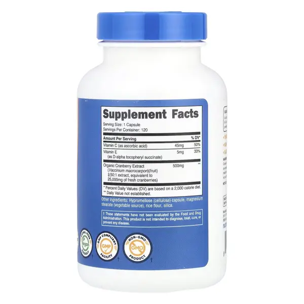 Nutricost Cranberry Extract With Vitamin C and E Capsules